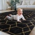 thumbnail image 3 of 8ft x 10ft Area Rug, Soft Fluffy Area Rugs for Living Room Bedroom Geometric Carpet, Black and White, 3 of 8