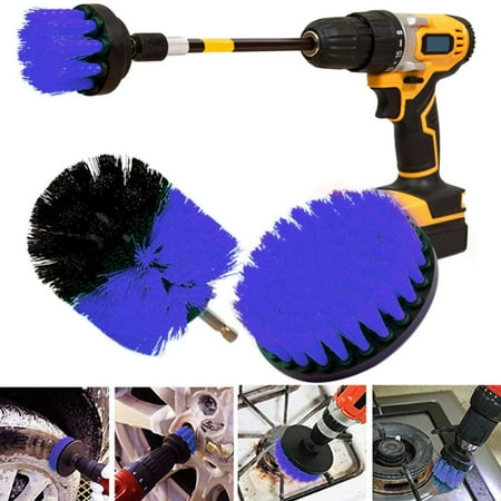 

4 Pcs Scrubber Cleaning Drill Brush Extended Long Attachment Set for Bathroom Floor Tile New。，