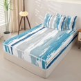 thumbnail image 2 of Erosebridal Abstract Brush Stripe Zipper Twin Comforter Sets with Fitted Sheet and 2 Pillowcases,Navy Sky Blue Paint Pattern Zipper Bedding Set For Girls,Reversible,4pcs, 2 of 7