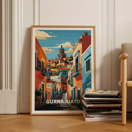 Guanajuato Mexico Travel Poster, Vibrant Cityscape Art Print, Home Office Wall Decor, Unique Birthday Gift Idea Wall Art, Modern Wall Decor, 8x12 UNFRAMED