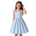thumbnail image 2 of Bobifish Big Girls Cami Dresses Square Neck Spaghetti Strap Bow Tie A-Line Flare Cami Dresses Solid Color Wear Princess Dresses, 2 of 9