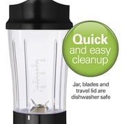 Hamilton Beach Personal Blender for Smoothies with Travel Lid, 14 oz, Black