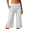 thumbnail image 3 of ibiyuan Summer Pants Women High Waist Petite Palazzo Pants for Women Cropped Trousers Pants for Women Drawstring Lounge Pants Women with Pockets for Summer, 3 of 9
