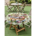 thumbnail image 3 of Outdoor Tablecloth with Umbrella Hole and Zipper, Easter Round Table Cloth 60 Inch Waterproof Tablecloth, Spring Floral Easter Eggs Bunny Tulip Butterfly Picnic Table Cover for Patio Camping, 3 of 7