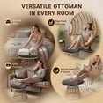 thumbnail image 3 of OMNIBERG 360° Outdoor Swivel Ottoman Stools Set of 2, Oversized All Weather Wicker Footstool with Cushion and Non-Slip Feet, Outdoor Seating Footrest for Bedroom, Living Room, Porch, Balcony, Black, 3 of 6
