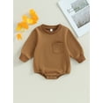 thumbnail image 2 of Fortune Unisex Baby Sweatshirt Rompers Infant Solid Color Long Sleeve Jumpsuit 0-2Y, 2 of 5