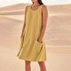 thumbnail image 1 of WILLBEST Vestidos Casuales Para Mujer Verano Vestido De Lino Para Mujer Vestido De Playa Informal Hasta La Rodilla Vestido Sin Mangas Vestido Casual Estampado De Verano Con Bolsillos, 1 of 3