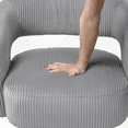 thumbnail image 2 of Modern Gray Soft Corduroy Swivel Accent Chair - 1pc Solid Wood Stylish Home Furniture, 2 of 10