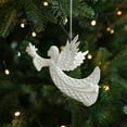 thumbnail image 2 of White Glitter Christmas Ornament – Irregular Shaped Hanging Decoration with Butterfly, Bow, or Cross Design – Holiday Tree or Window Décor, 2 of 5