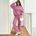 thumbnail image 3 of Women's Casual 2 Piece Hoodie Sweatsuit Set Wide Leg Sweatpants Lounge Track Outfit Watermelon Red XL, 3 of 7