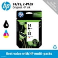 thumbnail image 2 of HP 74 Black/75 Tri-color Original Ink Cartridges, 2 pack (CC659FN), 2 of 2