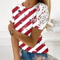 thumbnail image 5 of Camisas de Manga Corta para las Mujeres Impresión Cuello Redondo Suéter Encaje Camisa, Blusa de Verano Casual para las Mujeres, 5 of 5