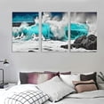 thumbnail image 3 of Nawypu Beach Canvas Wall-Art - Ocean Painting Wall Art - Teal Wall Decor for Living Room Ready to Hang Size 12''x16''X3 Panels, 3 of 4