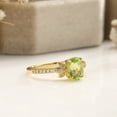 thumbnail image 4 of 925 Sterling Silver 14K Yellow Gold Oval Shape Created Peridot Cubic Zirconia Engagement Ring for Women, 4 of 5