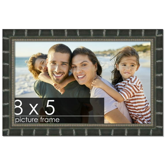 8x5 Bamboo Black Complete Wood Picture Frame with UV Acrylic, Foam Board Backing, & Hardware