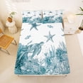 thumbnail image 5 of Erosebridal Sea Starfish Turtle Full Size Sheets,Summer Nautical Sealife Ocean Coral Bed Sheets 4-Piece, 5 of 6