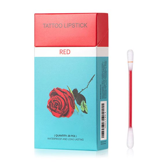 Pack of 20 Cotton Swab Lipstick Lady Make Up Moisturizing Single-use Kit Cosmetic Portable Lip Stick Beauty Professional Red
