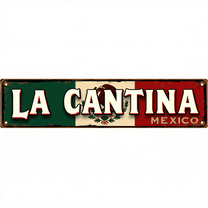 Decorative Tin Signs 16*4 Inches La Cantina Mexico Themed Design for Kitchen, Home Bar, Patio | Bar Decorations for Home, Retro Kitchen Decor, Vintage Decor for Home