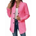 thumbnail image 3 of Blazer de Mujer con Cuello Alto, Informal, de Larga, Cruzado, Elegante, para Oficina y Negocios Rosa Roja S, 3 of 9