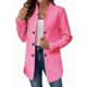 thumbnail image 3 of Blazer de Mujer con Cuello Alto, Informal, de Larga, Cruzado, Elegante, para Oficina y Negocios Rosa Roja L, 3 of 9