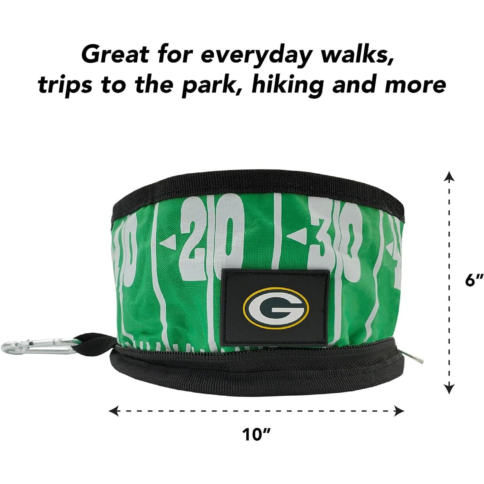 Pets First NFL Green Bay Packers Collapsible Dog Travel Bowl, Food and Water Bowl for Dogs, Best Portable & Lightweight Leak-Proof Dog Bowl for Travel