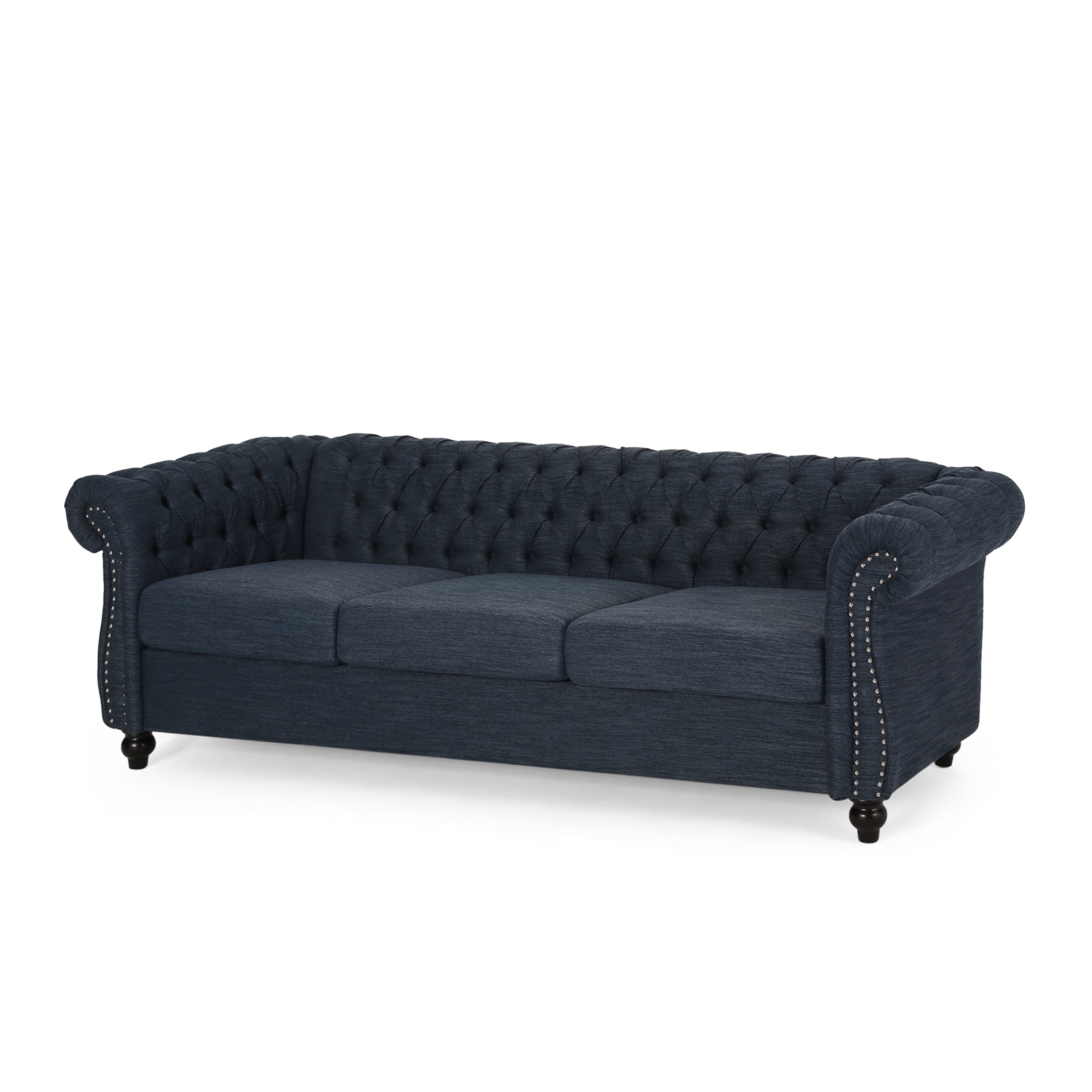 afsnit reductor depositum Noble House Augus Fabric Tufted 3 Seater Sofa, Charcoal, Dark Brown -  Walmart.com