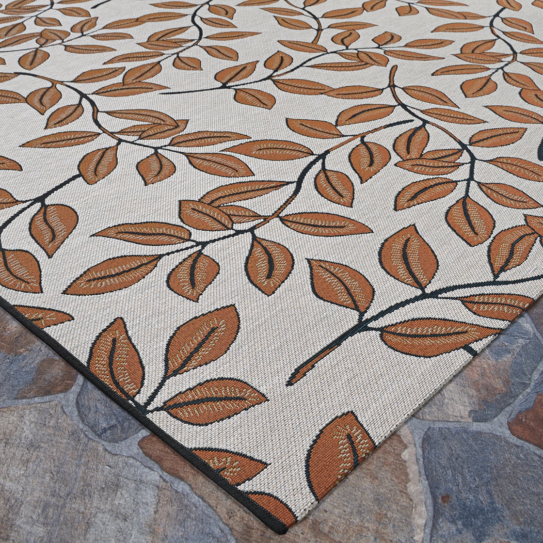 Couristan Dolce Summer Ivy Indoor/Outdoor Area Rug, Ivory-Terracotta, 2'3" x 7'10" Runner