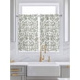 thumbnail image 2 of Kitchen Curtains 54 Inches length, Sage Green Flower Window Treatment Curtain Drapes, Vintage Farmhouse Boho Leaf Spring Decorative Window Curtains for Bedroom Cafe, 52"x54", 2 Panels, 2 of 7