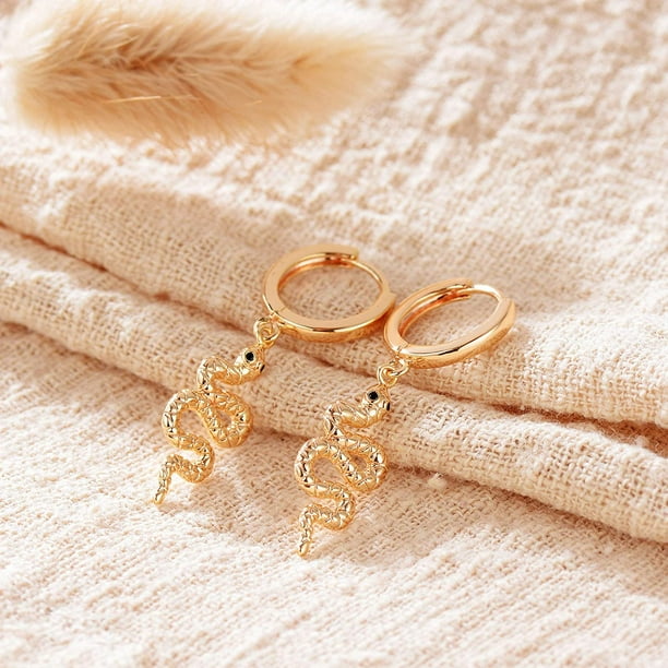 Gold Snake Earrings for Women 18K Gold Plated Dainty Snake Shaped