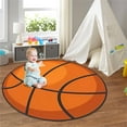 thumbnail image 2 of Basketball Rug, Non Slip Bedroom Carpet, Orange Basketball Shaped Floor Mat for Living Room Decor, Soft Low Pile Polyester Rug with Rubber Backing, Modern Small Runner 32x32 Inch, 2 of 6