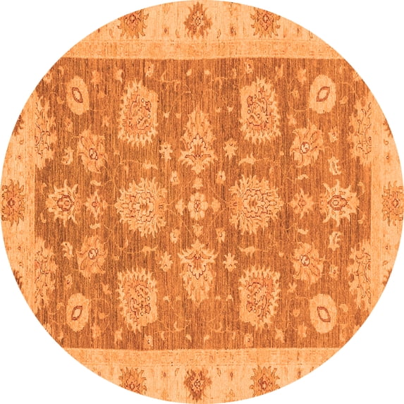 Ahgly Company Indoor Round Abstract Orange Modern Area Rugs, 4' Round