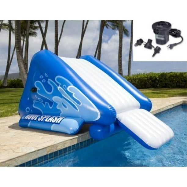 intex kool splash inflatable swimming pool water slide + quick fill air