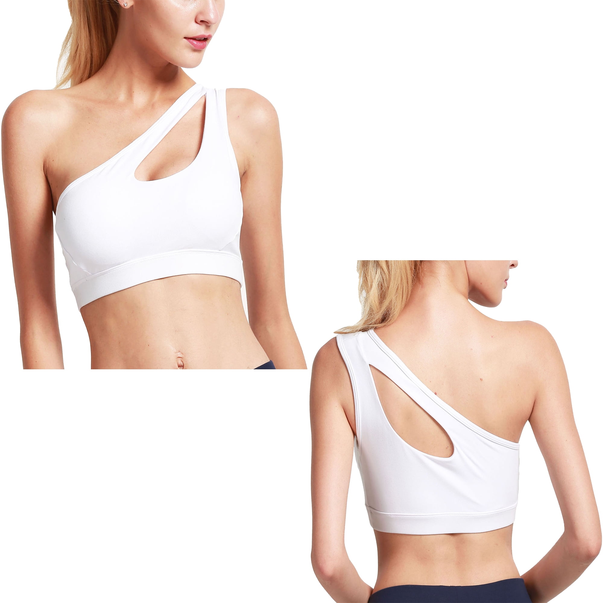 BAG WIZARD - Women's Single Shoulder Sport Bras Activewear Bra Asymmetrical Shoulder Cut Out