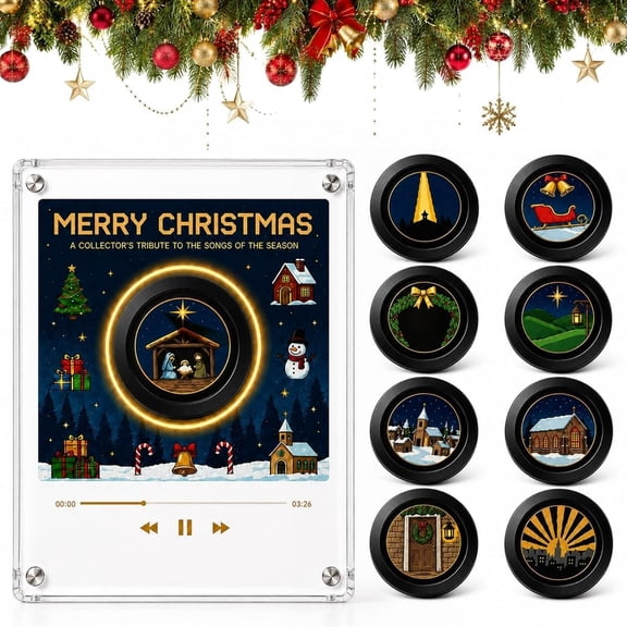 Clearance!Christmas Vinyl Fridge Magnetic Music Player, Mini Record Player, NFC Discs