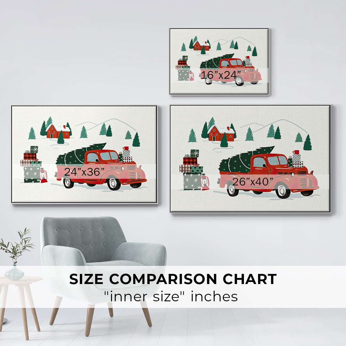 Going to Grandmas Collection A - Framed Gallery Wrapped Holiday Canvas - 25 x 37 - White Frame