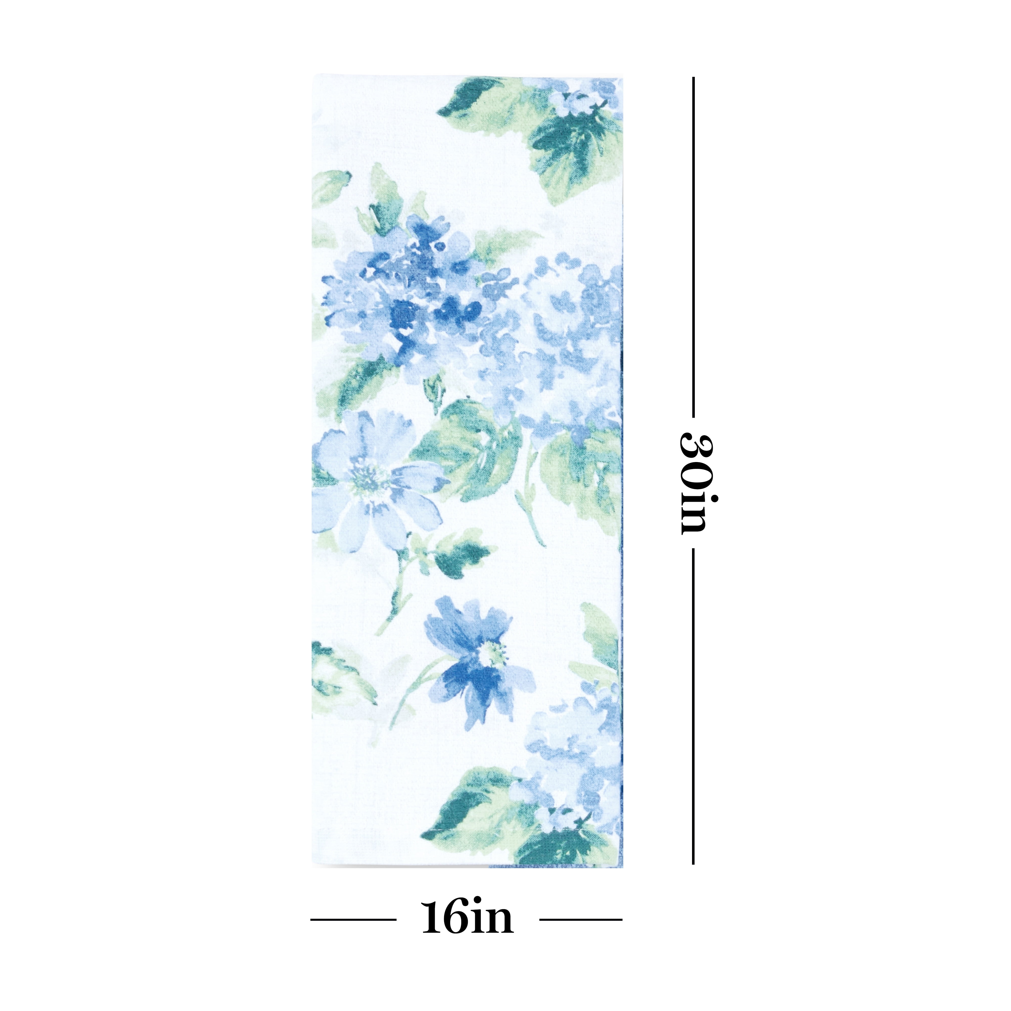 MARTHA STEWART KITCHEN TOWELS (3) FLOWERS HYDRANGEAS BLUE GREEN 100% COTTON  NWT
