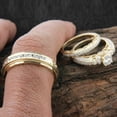 thumbnail image 2 of Sparkle Jewels 3 Ct Round Cut CZ Wedding Trio Ring Set In 14K Yellow Gold Plated, 2 of 5
