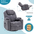 thumbnail image 5 of OUINCH Manual Swivel Glider Rocker Recliner Chair with Massage and Heat, 2 USB Ports, 2 Cup Holders, 2 Side Pockets and 2 Front Pockets, 5 of 7
