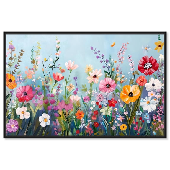 Art Remedy Playful Flower Art Canvas, 15" x 10", Black Frame, Sunset in Flowers