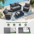 thumbnail image 4 of 4 Pieces Patio Conversation Set, Outdoor Furniture Set with Cushion, Outside Sectional Rattan Wicker Sofa Furniture Set for Garden, Porch, Backyard, Gray, 4 of 6