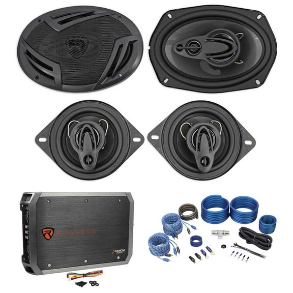(2) Rockville RV69.4A 6x9" Speakers (2) 3.5" Speakers 4-Channel Amplifier Wires