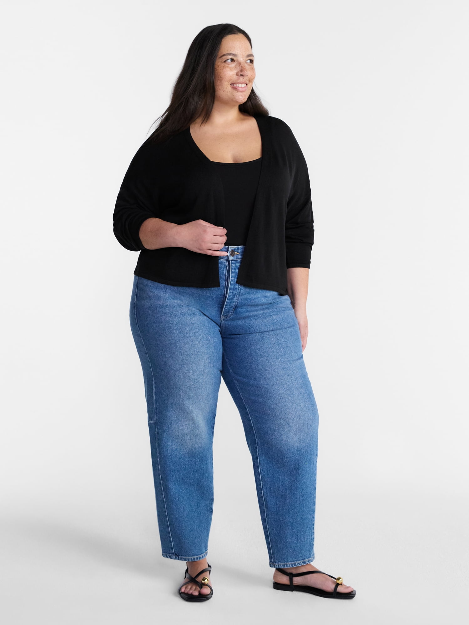 Terra & Sky Women’s Plus Lightweight Snug Cardigan with Long Sleeves, Sizes 0X-5X