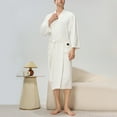 thumbnail image 7 of Bath Robes for Men Women with Pockets and Belt Plush Fleece Long Sleeve Bathrobes Couples Solid Warm Below-The-Knee Loungewear Shower Robe Pajamas, 7 of 7