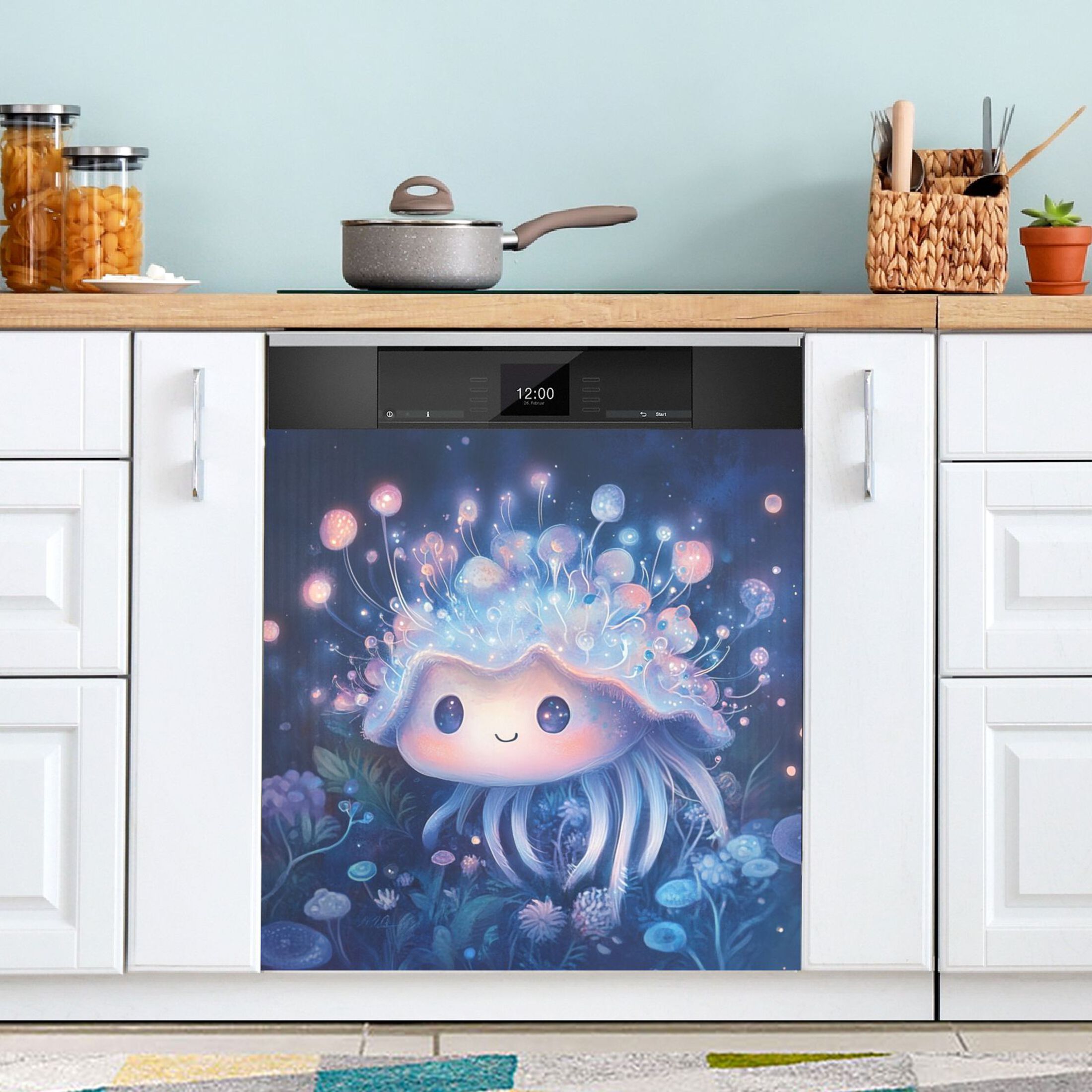 Dishwasher Magnetic Sticker 23x26 Inch Refrigerator Magnetic Sticker Washing Machine Magnetic Sticker Kitchen Panel Magnetic Sticker Home Decor Super Cute Jellyfish