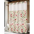 thumbnail image 4 of Love Heart Valentines No Hook Shower Curtain Waterproof, Bathroom Curtains with Snap in Liners and See Through Top Window, Rustic Botanical Spring Hotel Style Bathtub Curtains Shower 72"Wx96"L, 4 of 8