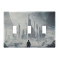 thumbnail image 2 of Dailycode Light Switch Plate Covers 2 Gang Wall Plate Plastics Outlet Covers for Kitchen Home Office Decor Fantasy Planet City, 2 of 8