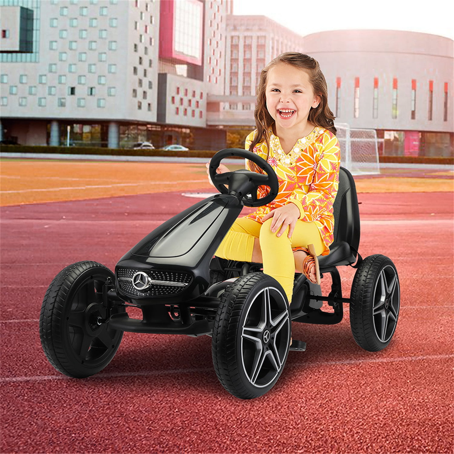 CIPACHO Kids Ride On Car Mercedes Benz Licensed Go Kart with Horn and Music, Pedal Toy Car 3-6, Black CIPACHO Kids Ride On Car Mercedes Benz Licensed Go Kart with Horn and Music, Pedal Toy Car 3-6, Black