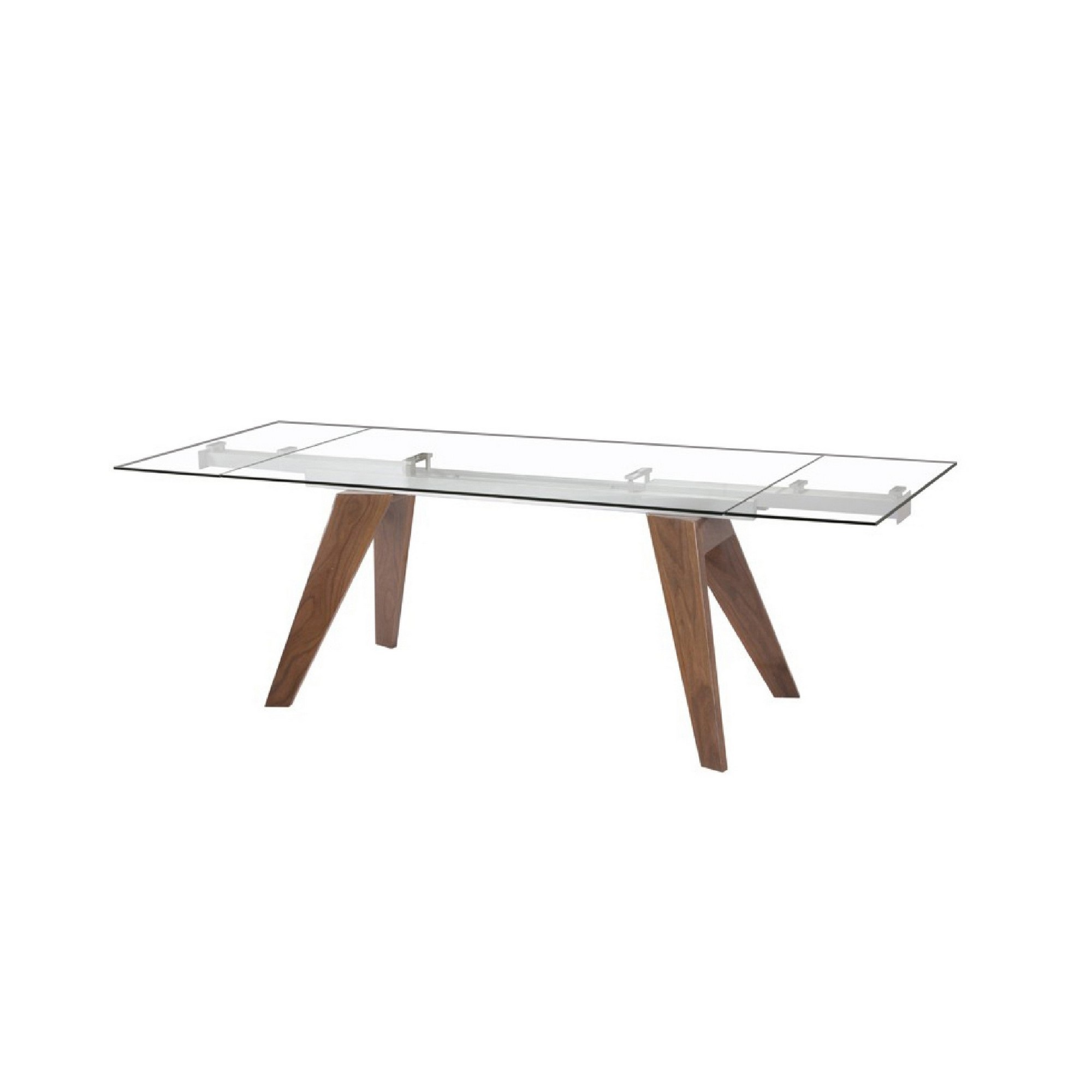 Cid 6395 Inch Modern Dining Table, Extendable Glass Top, Walnut