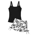 thumbnail image 4 of BRGZLK Swimsuit Sets for Girls Fashion Adjustable Strap Round Neck Camisole with Padded Bra and Prints Side Drawstring Surf Swimsuit Summer Two Piece Swimsuit Set for Teens Black 7-8 Years, 4 of 5
