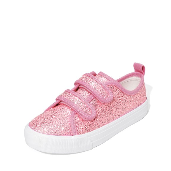 DREAM PAIRS Girls' Sneakers, Toddler Canvas Shoes with Hook-and-Loop Closure, Lightweight Breathable Casual Shoes with Playful Design